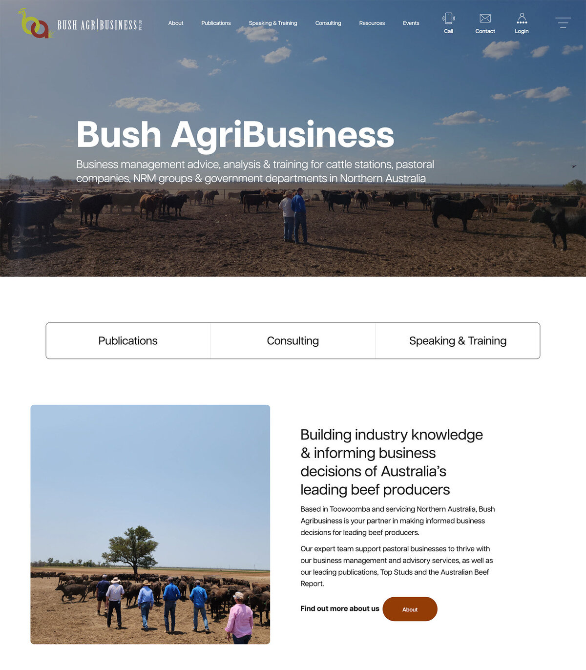 Screen capture of Bush Agribusiness' website home page